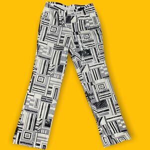 Domallo Sequin Straight Leg Pants Womens 10 Black White Geometric Y2K VTG Artsy